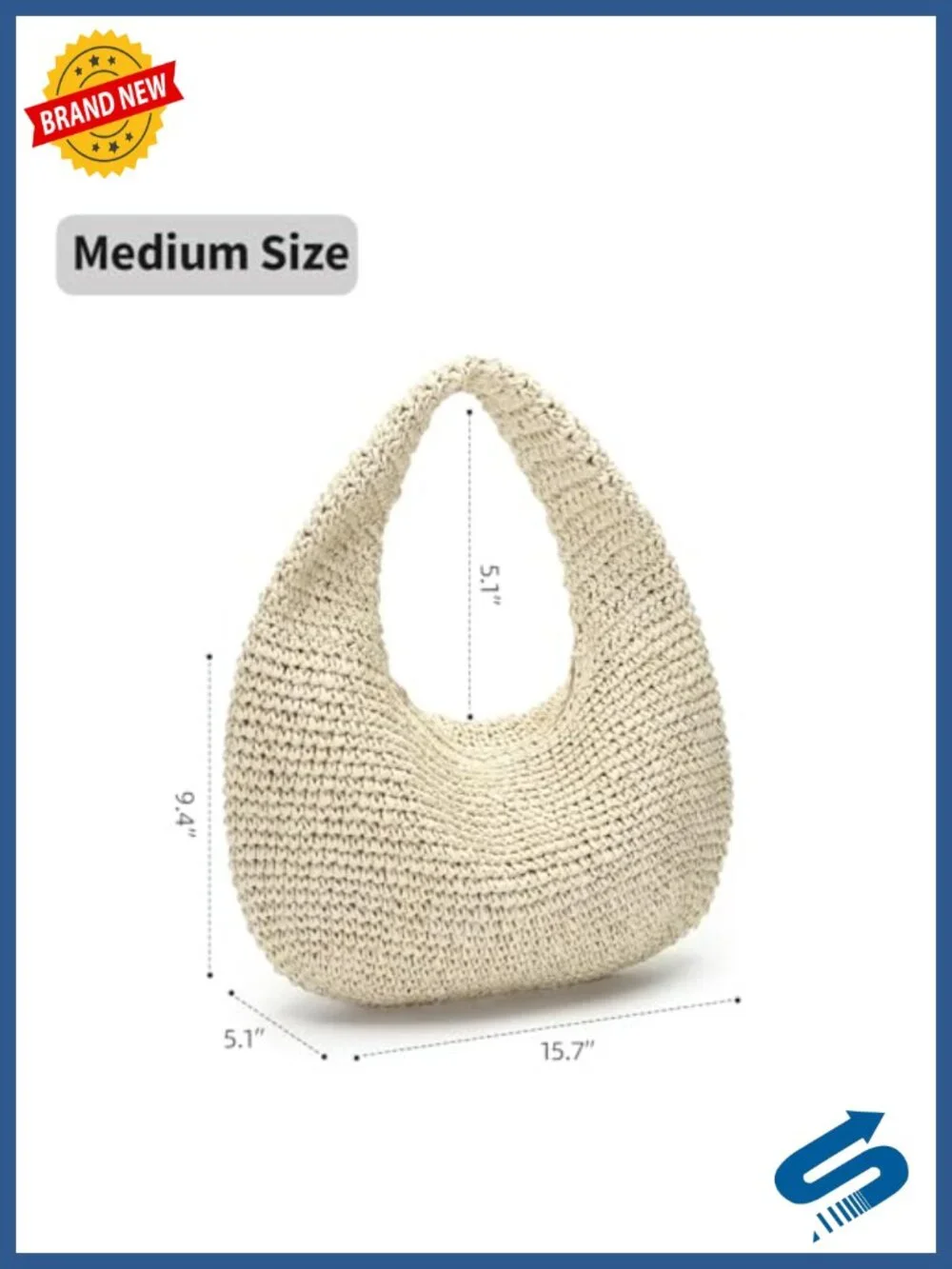 Handwoven Straw Hobo Shoulder Bag, Summer Beach Tote Purse